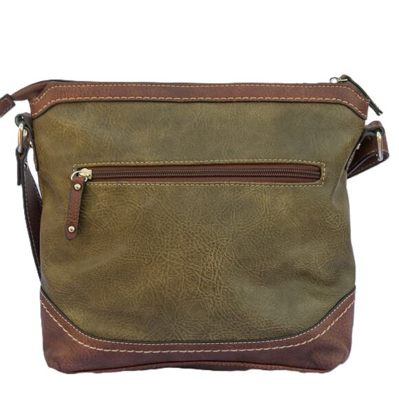 BOC BORN CONCEPT Purse Brown Green Faux Leather Crossbody Shoulder Bag - Picture 3 of 7